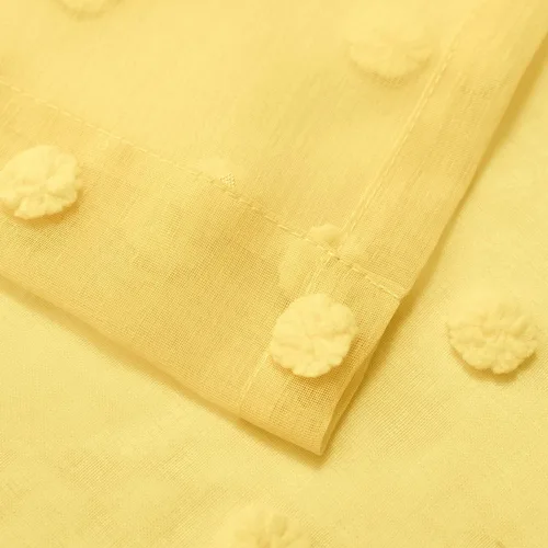 Miniatura 6 de Cortinas cortas amarillas de 30 pulgadas de largo para ventanas de cocina, juego de 2 unidades de cortinas transparentes con bolsillo para barra