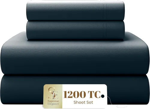 Miniatura 8 de SUPREME ELEGANCE Juego de sábanas de 1200 hilos de algodón blanco de lujo, ultra suaves y sedosas, con propiedades de absorción de humedad