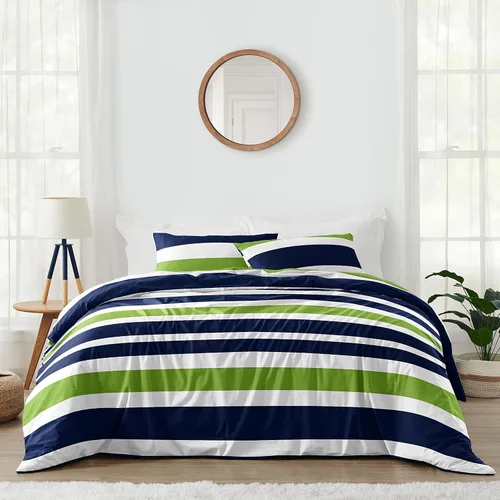 Miniatura 11 de Sweet Jojo Designs Juego de edredón individual de 2 piezas (rayas modernas) para niños o niñas, adolescentes, ropa de cama para niños, cama en una