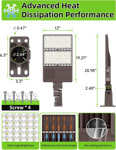 Miniatura 6 de Luz de estacionamiento LED de 480 V 240 W con fotocélula 36000LM 5000K LED Shoebox Light Pole Inundación Accesorio de inundación IP65 Área comercial