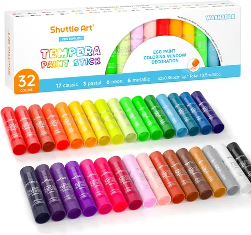 Miniatura 11 de Palos de pintura al temple de 30 colores sólidos para niños con 1 almohadilla de dibujo, secado súper rápido, no tóxico, funciona muy bien en papel