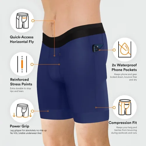Miniatura 2 de All Citizens Mens Compression Shorts - Two Waterproof Pockets, Moisture Wicking & Quick Drying Fabric, Performance Baselayer