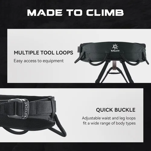 Miniatura 5 de Kailas Airo Arnés de Escalada en Roca para Hombres, Montañismo, Escalada en Hielo en Árboles, Mujeres, Arnés de Seguridad de Medio Cuerpo para Rapel