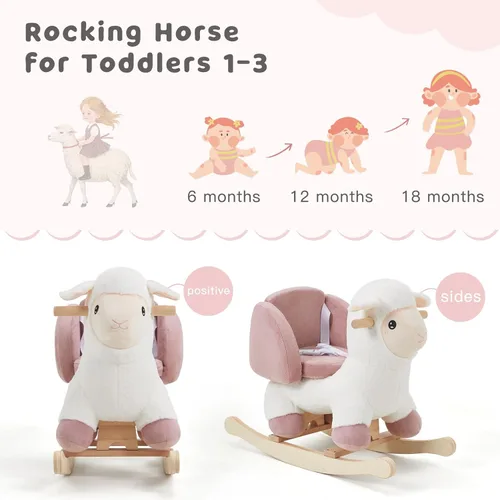 Miniatura 5 de labebe - Caballo mecedor de oveja bebé, animales mecedores de peluche para niños, balancín Ovis Aries con cinturón de seguridad para bebés de 6