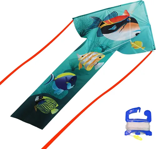 Miniatura 2 de WindNSun Breezyfliers - Cometa Delta de peces tropicales Ripstop de poliéster, 42 pulgadas