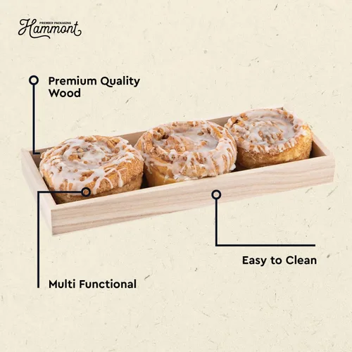 Miniatura 3 de Hammont Bandeja de bambú para servir de cocina, bandejas de madera ecológicas para carne, verduras, queso y charcutería, paquete de 4 bandejas