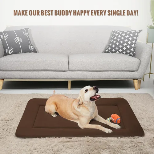 Miniatura 7 de Magic Dog Cama grande para perros – Almohadilla suave para jaula de 42 pulgadas, lavable a máquina, con parte inferior antideslizante, color café