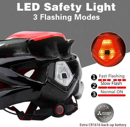 Miniatura 3 de Basecamp Casco de bicicleta para mujeres y hombres con luz LED de seguridad extraíble, visera solar, casco de bicicleta ligero, ajustable