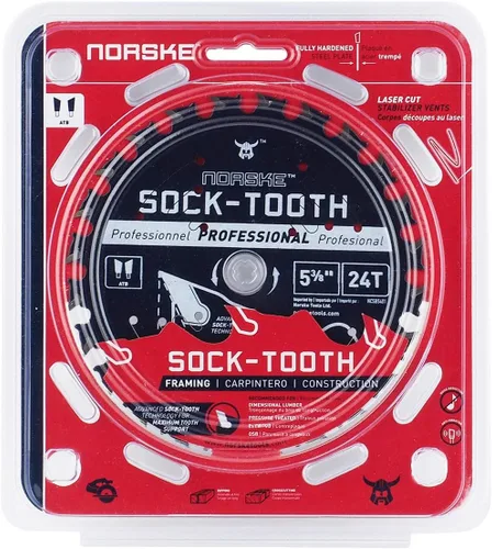 Miniatura 3 de Norske Herramientas NCSBS401 5-3/8 pulgadas 24T Socktooth Sierra Circular Hoja de Encuadre 5/8 Diámetro con 2 Bujes 5/8 a 1/2 pulgada 5/8 a 0.394 in