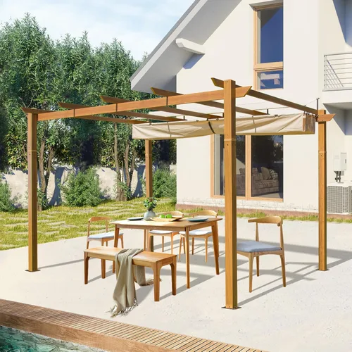 Miniatura 9 de Domi Pergola 10 x 10 pies, pérgolas retráctiles, pérgola con rejilla, pérgolas y cenadores, pérgolas al aire libre, pérgola independiente, toldo