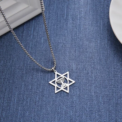 Miniatura 34 de EUEAVAN Collar con dije de estrella de David contra el mal de ojo de seis puntas con dije de estrella de David, hexagrama demoníaco religioso