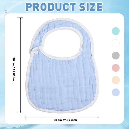Miniatura 2 de Yahenda 24 Pcs Muslin Baby Bibs Bandana Drool Bibs for Unisex Boys Girls Soft Cotton Drooling 8 Absorbent Layer,adjustable