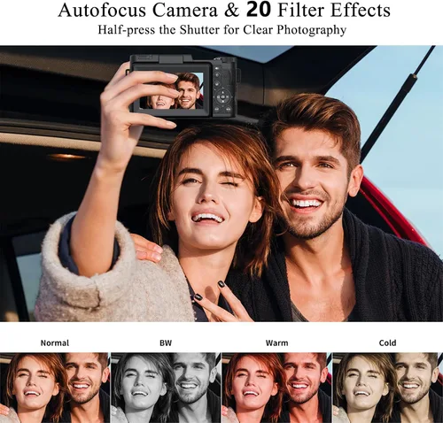 Miniatura 3 de Cámara digital 5K para fotografía 64MP Cámara de vlogging de enfoque automático para YouTube 3 "Pantalla abatible de 180 ° Viaje compacto 18X Zoom