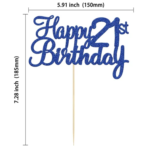 Miniatura 2 de Gyufise 1 decoración para pastel de cumpleaños número 10 con purpurina azul para tarta de 10 años de edad, decoraciones fabulosas para tartas