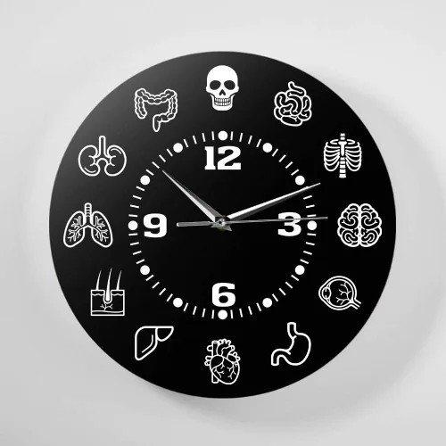 Miniatura 8 de The Geeky Days Reloj de pared de anatomía de órganos internos de cuerpo humano, arte de pared médico anatómico, silencioso, barrido, reloj de pared