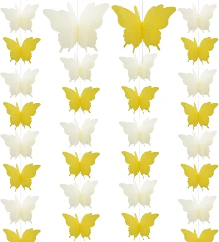Miniatura 7 de Guirnalda de papel de mariposa grande, 4 unidades, cortina de mariposa, para colgar, decoración colgante para Halloween, fiesta de cumpleaños, baby