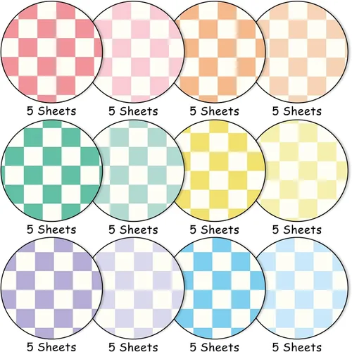 Miniatura 3 de FYSUIMU 60 hojas de papel de patrón a cuadros A5 pastel tablero de ajedrez, álbum de recortes, papel especial a cuadros de doble cara