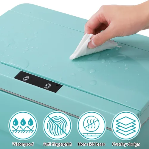 Miniatura 4 de Dkeli Bote de basura automático de 13 galones para cocina, baño, dormitorio, oficina en casa, de plástico de alta capacidad sin contacto con tapa