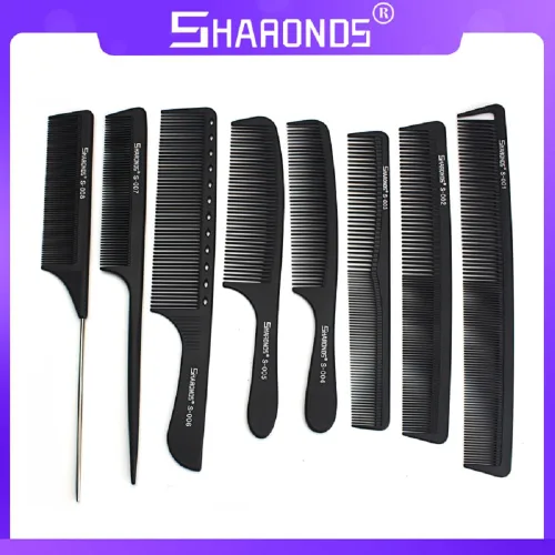 Miniatura 2 de Peine de pelo antiestático resistente al calor de peluquería profesional de peluquería blanco/negro, juego de 8 peluqueros preferidos... (negro)