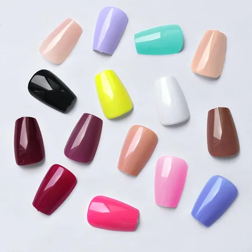 Miniatura 4 de 360 uñas postizas a presión de ataúd, uñas postizas cortas de bailarina, uñas postizas acrílicas de color de cobertura completa, puntas de uñas