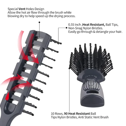 Miniatura 3 de PERFEHAIR Cepillo de pelo ventilado para secar con secador, peinar cabello largo, corto, fino, grueso, seco o húmedo, libre de estática y resistente