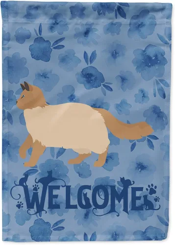 Miniatura 25 de Caroline's Treasures CK4813CHF - Bandera de bienvenida con gato abisinio azul, manga grande, para porche, para colgar en la pared, poliéster