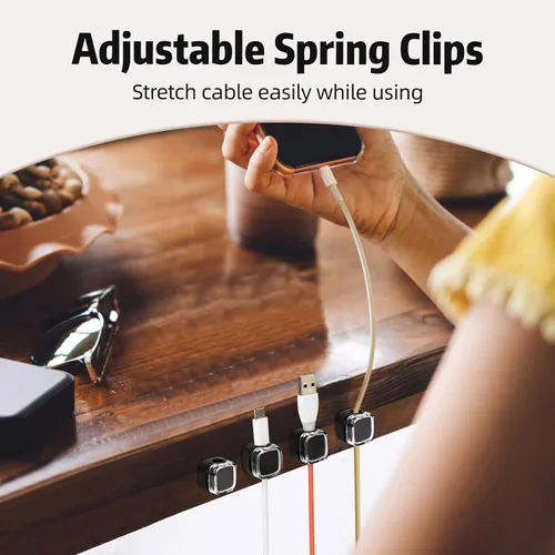 Miniatura 7 de Clips magnéticos para cables, paquete de 6 soportes adhesivos para cables, organizador de cables de carga USB, soporte de almacenamiento