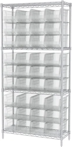 Miniatura 10 de Akro-Mils 30240 - Contenedores apilables de plástico, 15 pulgadas por 8 x 7 pulgadas, color morado, pack de 12 unidades. Transparente