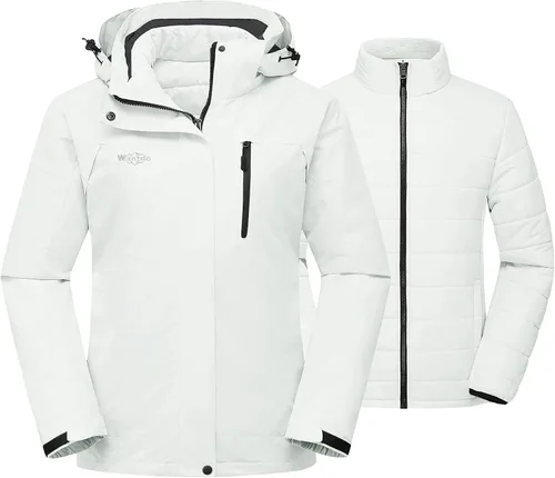 Miniatura 9 de Wantdo - Chaqueta impermeable 3 en 1 para mujer, abrigo de invierno cálido, resistente al viento, chaqueta de snowboard con capa de puffer