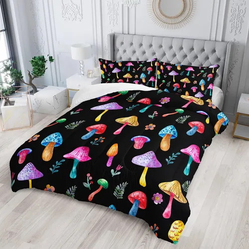 Miniatura 21 de Juego de edredón de 3 piezas con tema de hadas y sirenas, edredón de tamaño individual con escamas de peces marinos, corona de coral, ropa de cama
