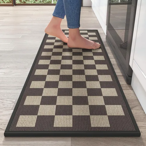 Miniatura 56 de YDKGL Tapetes de cocina para piso, alfombras de cocina súper absorbentes, antideslizantes, lavables, de lino sintético suave trenzado, alfombra