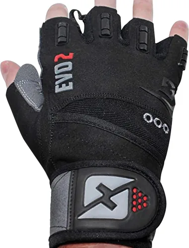 Guantes de levantamiento de pesas skott Evo 2 con soporte de muñequera integrado - Doble costura para mayor durabilidad - Ponte en forma con los