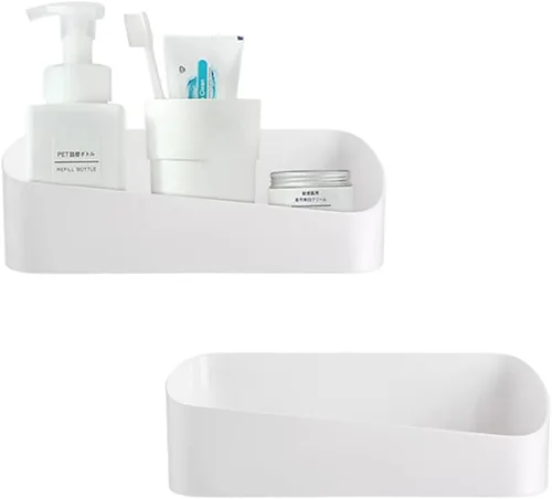 Miniatura 2 de SUNFICON Paquete de 2 organizadores adhesivos de baño, organizador de ducha sin perforación, estante de ducha esencial de baño, soporte