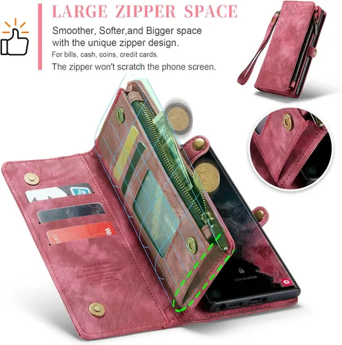 Miniatura 4 de Asuwish Funda de teléfono para Samsung Galaxy S22 Ultra 5G con cremallera, protector de pantalla de vidrio templado y tarjetero abatible, accesorios