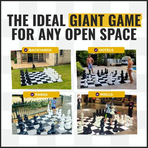 Miniatura 3 de MegaChess Juego de ajedrez gigante con rey de 25 pulgadas de alto, un juego de ajedrez grande para familias que buscan juegos gigantes al aire libre