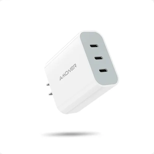 Cargador USB C, cargador Amoner de 35 W para iPhone, cargador de pared tipo C de 3 puertos con adaptador de alimentación PD 3.0 para iPhone 16/16