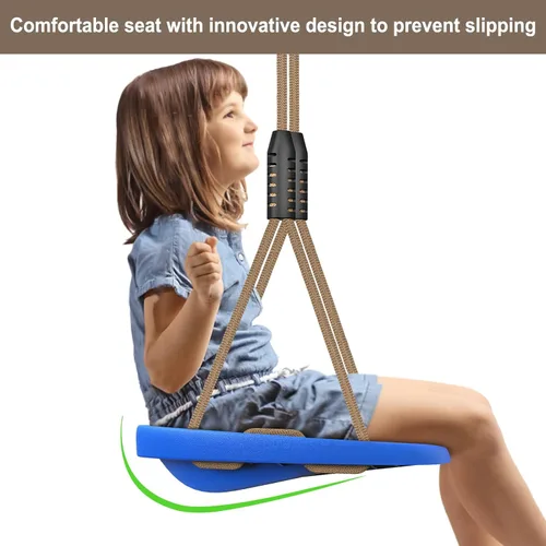 Miniatura 2 de SELEWARE Asiento de columpio resistente para adultos y niños, columpio de árbol con cuerdas a prueba de inclemencias del tiempo, accesorios para A
