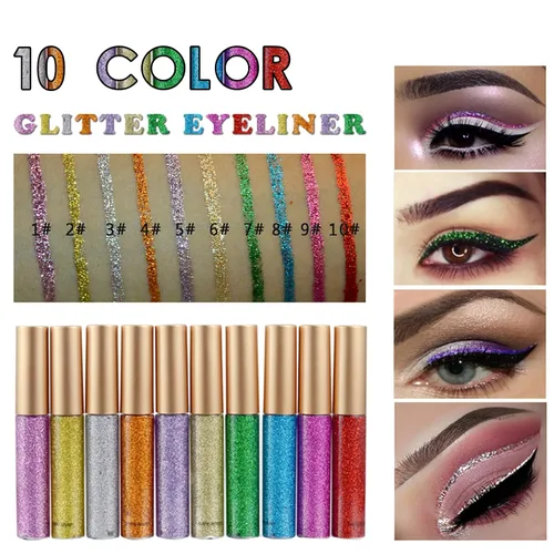 Miniatura 2 de Delineador de ojos con purpurina, delineador de ojos rosa con purpurina, maquillaje de larga duración impermeable con purpurina, plateado, oro