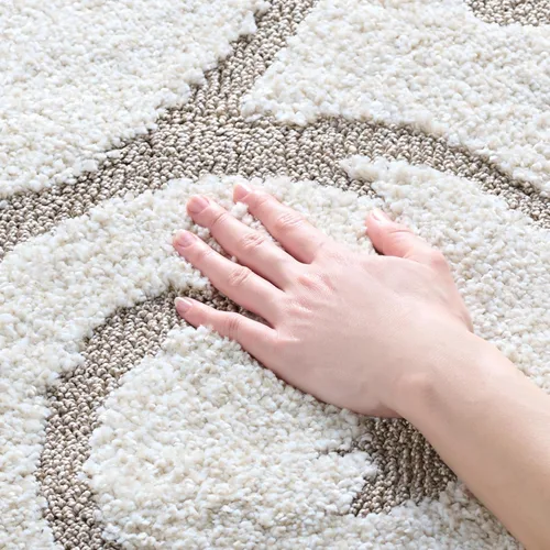 Miniatura 45 de SAFAVIEH - Alfombra de la colección Florida Shag - 10 pies redonda, color crema y beige, diseño de pergamino, no suelta pelusa y fácil de limpiar