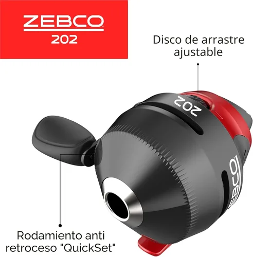 Miniatura 4 de Zebco 202 Spincast Reel and Fishing Rod Combo, Right-Hand Retrieve, Pre-Spooled with 10-Pound Line