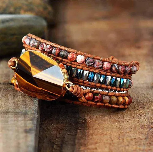 Miniatura 98 de ZOSOJONA - Pulseras bohemias hechas a mano de piedra natural, que dan vuelta, con cuentas de cristal de turquesa