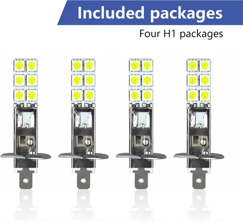 Miniatura 4 de 4 lámparas antiniebla LED H1 para automóvil, 2.4 pulgadas x 0.4 pulgadas, metal súper brillante 12SMD-5050 chip Plug and Play, bombillas LED de haz