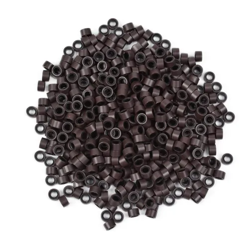 Miniatura 8 de 500 cuentas de extensiones de cabello con micro anillos forrados de silicona de 0.197 in, cuentas para extensiones de cabello con punta I