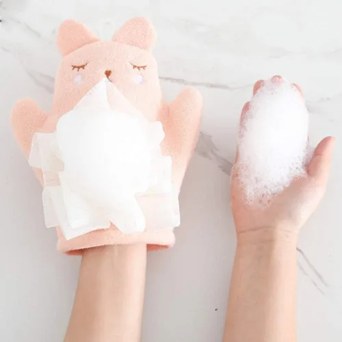Miniatura 3 de Esponja de baño para niños, lindo guante de baño de animal, esponja de lavado suave para bebé y niños pequeños