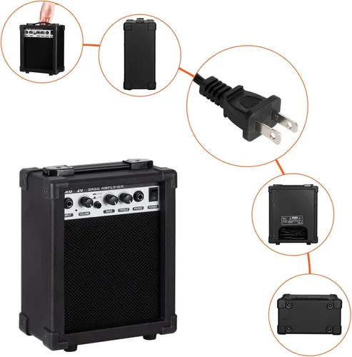 Miniatura 6 de Ktaxon Guitarra Bajo Eléctrica de 4 Cuerdas con Amplificador de 20 W, Pastilla Tipo PJ, Mástil de Arce Secado Naturalmente al Aire, Diapasón