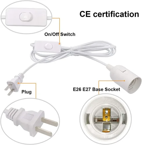 Miniatura 4 de Kit de luces colgantes enchufables, luces colgantes retro con cable enchufable, lámpara colgante industrial E26 E27, cable de 9.8 pies