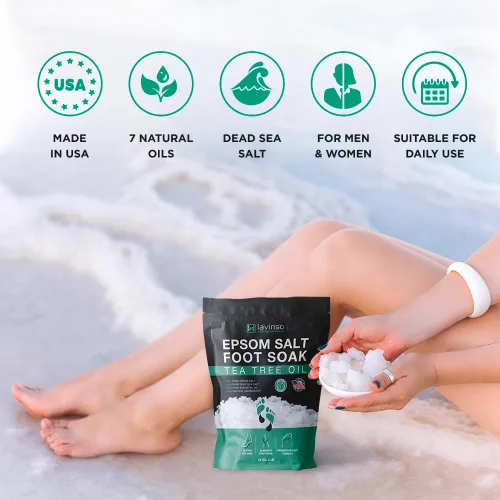 Miniatura 4 de Aceite de árbol de té para pies con sal de Epsom, fabricado en Estados Unidos, para la salud de las uñas de los pies, pies de atletas, olor