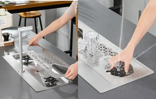 Miniatura 6 de Enjuagador de vasos de vidrio de doble cabeza con grifo, arandela de vidrio de acero inoxidable para fregadero de cocina, lavadora de botellas