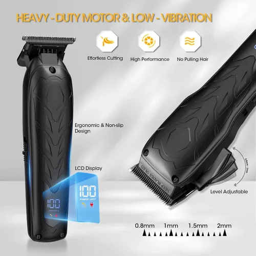 Miniatura 2 de QREEYX Cortadora de pelo para hombres profesionales, recortadora de barba de 7500 rpm, máquina de afeitar eléctrica IPX6 impermeable, kit de corte