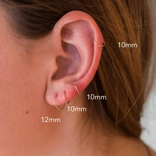 Miniatura 4 de Aretes de aro pequeños de plata de ley. Aretes de aro pequeños de plata de ley 925 maciza de calibre 24 de 0.472 in y media pulgada